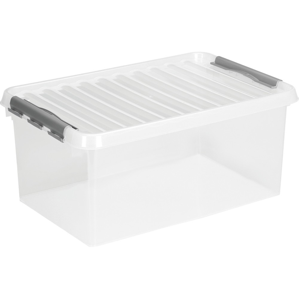 Product afbeelding: Opbergbox helit "the q-line", met deksel, 45 liter, transparant