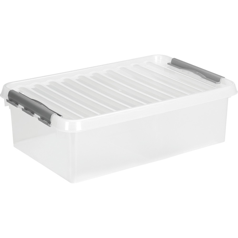 Product afbeelding: Opbergbox helit "the q-line", met deksel, 32 liter, transparant