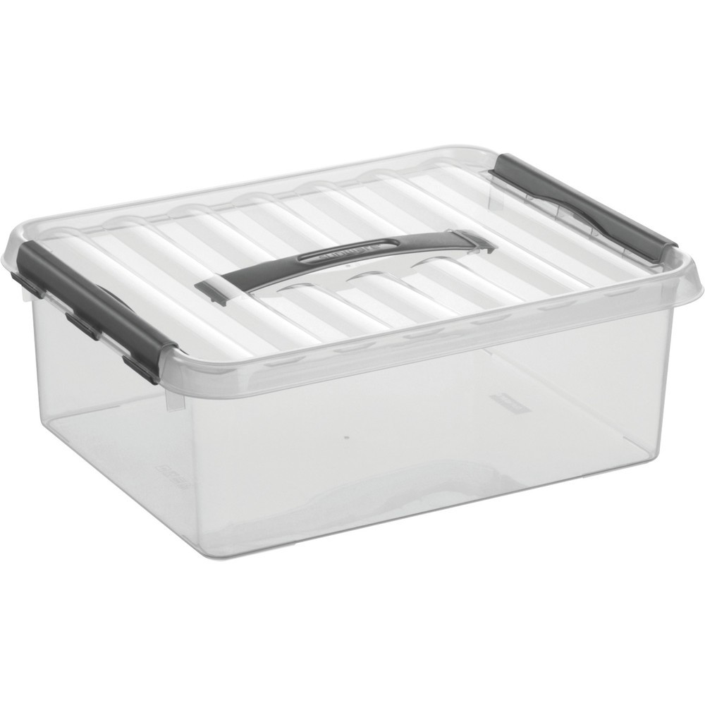 Productafbeelding nr. 1: Opbergbox helit "the q-line", met deksel en draaggreep, 12 liter, transparant