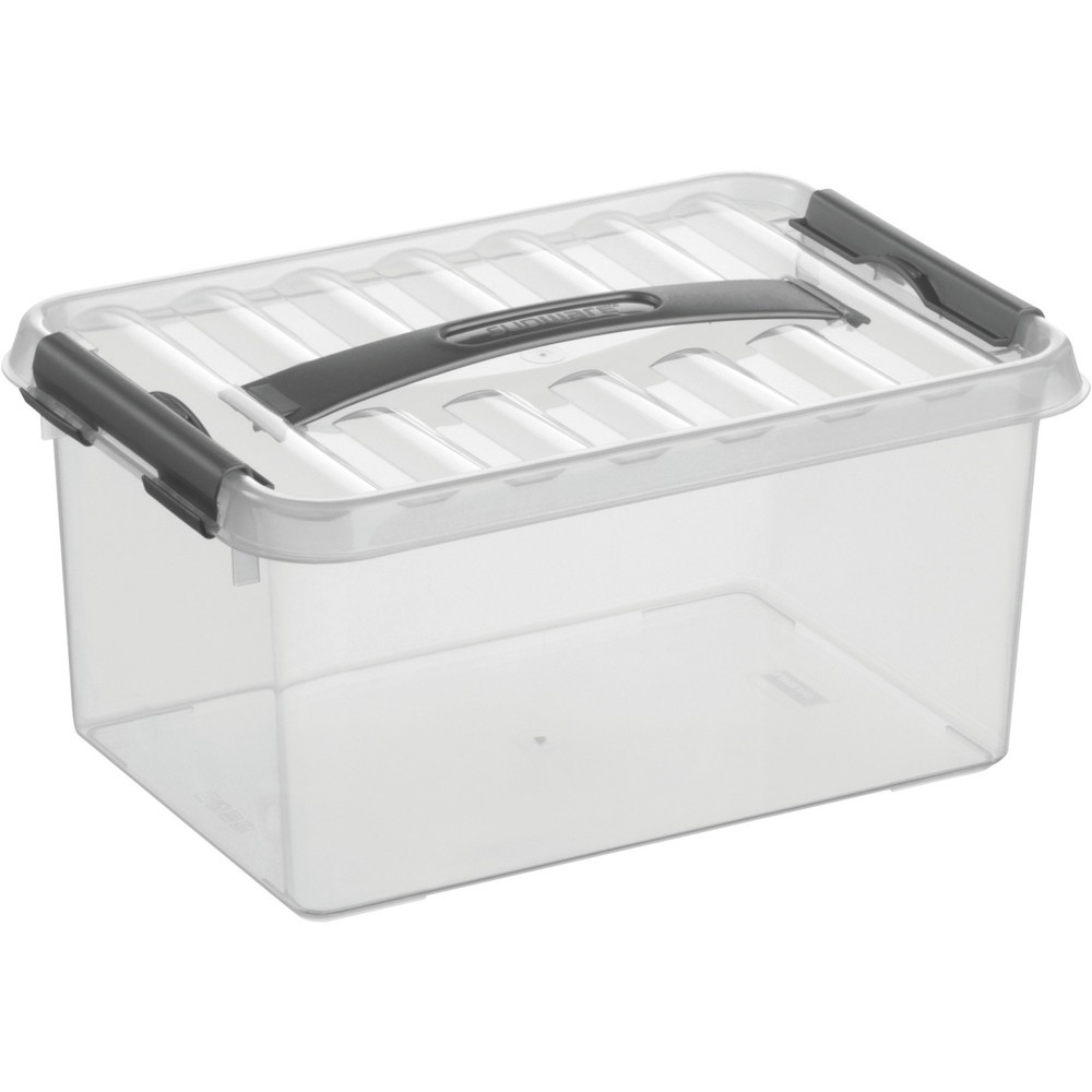 Productafbeelding nr. 1: Opbergbox helit "the q-line", met deksel en draaggreep, 6 liter, transparant