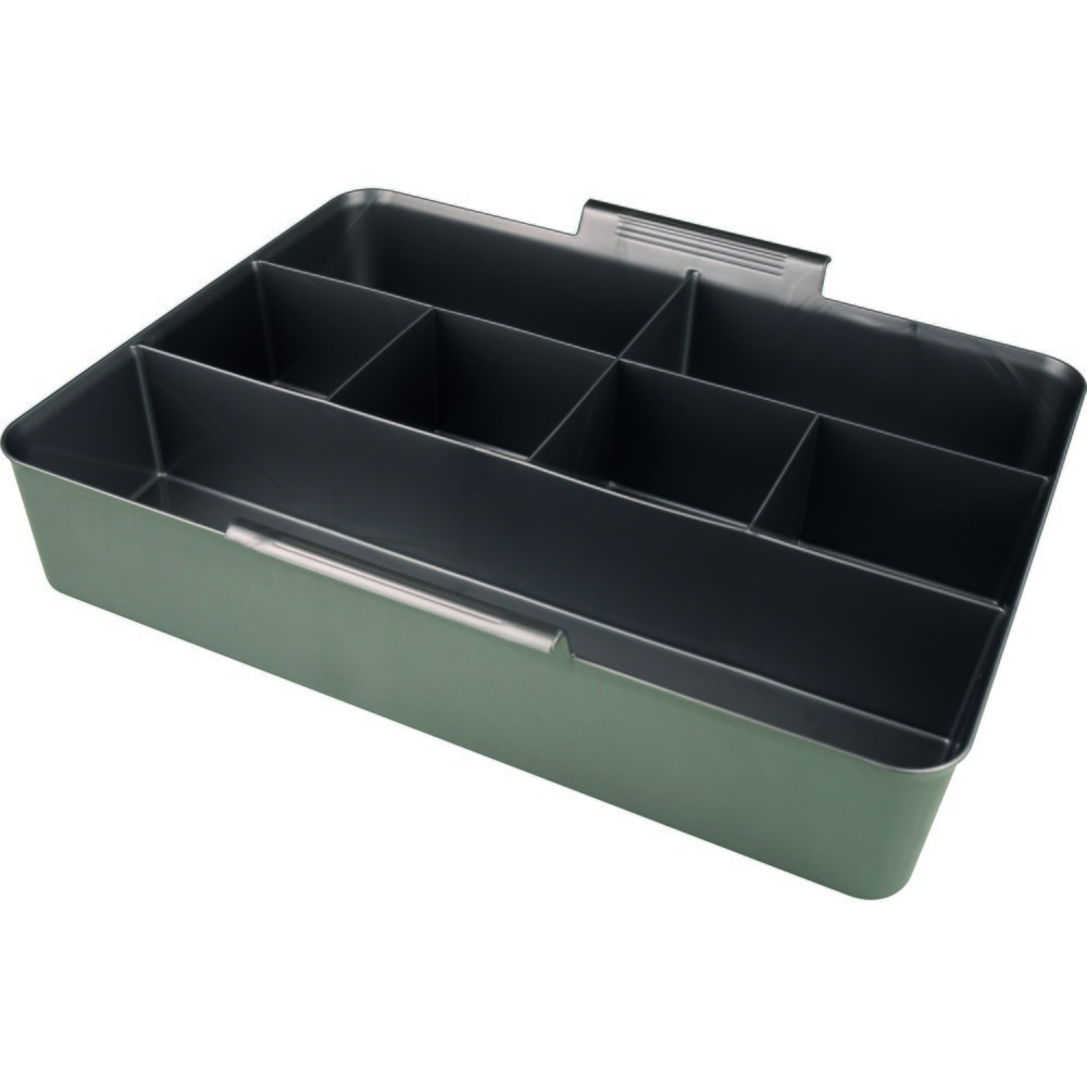 Productafbeelding nr. 2: Opbergbox helit "the q-line", met deksel, draaggreep en 1 inzetbak met 7 vakken, 22 liter, transparant