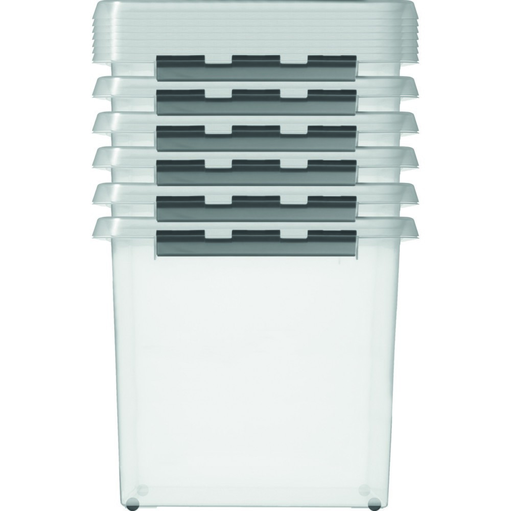Opbergbox helit "the q-line", met deksel, 360° draaibare wielen, 38 liter, transparant Productafbeelding nr. 3: Opbergbox helit "the q-line", met deksel, 360° draaibare wielen, 38 liter, transparant