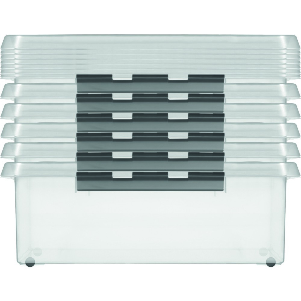 Productafbeelding nr. 3: Opbergbox helit "the q-line", met deksel, 360° draaibare wielen, 60 liter, transparant