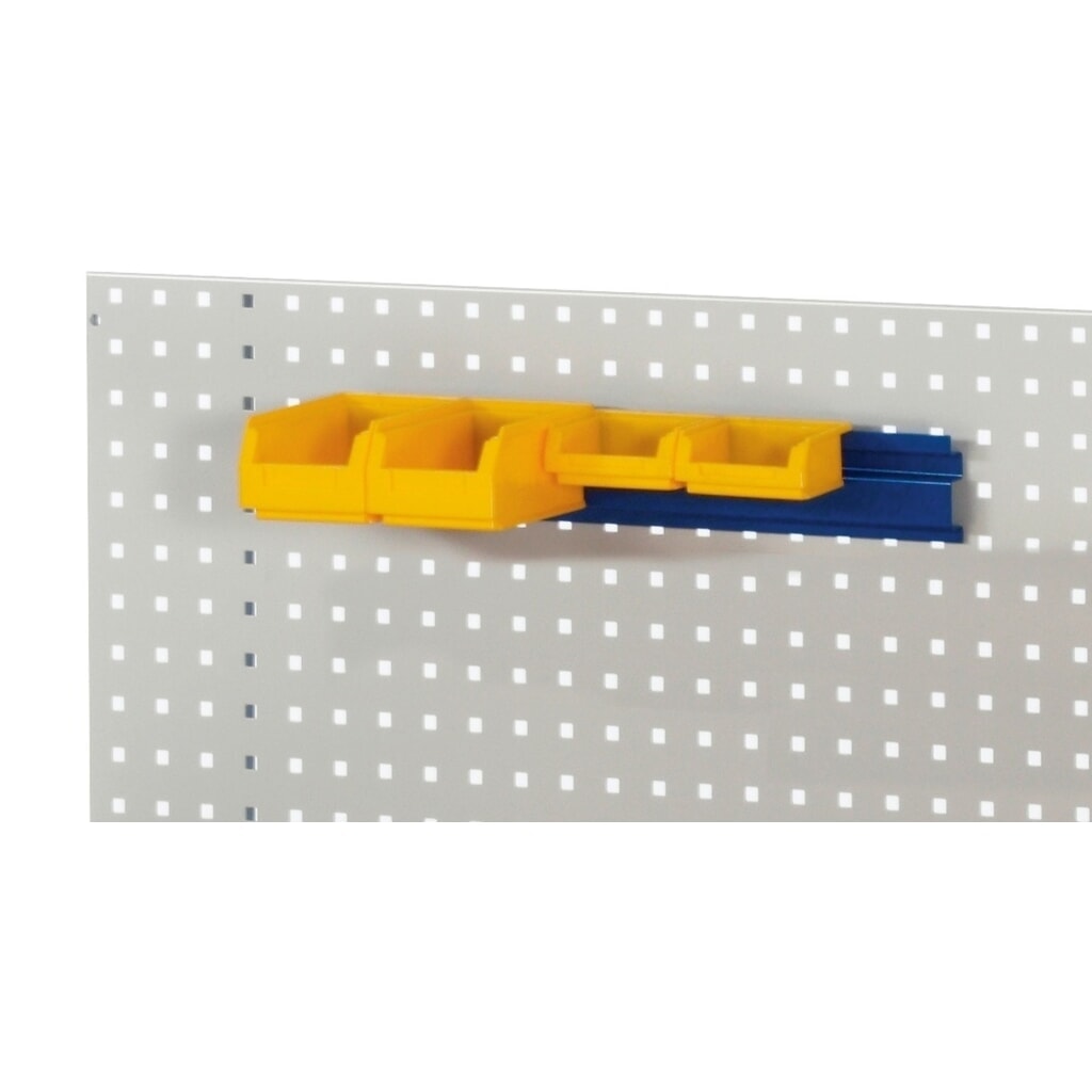 Ophangrail RAU voor geperforeerde plaat, voor de opname van magazijnbakken, hxbxd 65 x 450 x 20 mm Product afbeelding: Ophangrail RAU voor geperforeerde plaat, voor de opname van magazijnbakken, hxbxd 65 x 450 x 20 mm