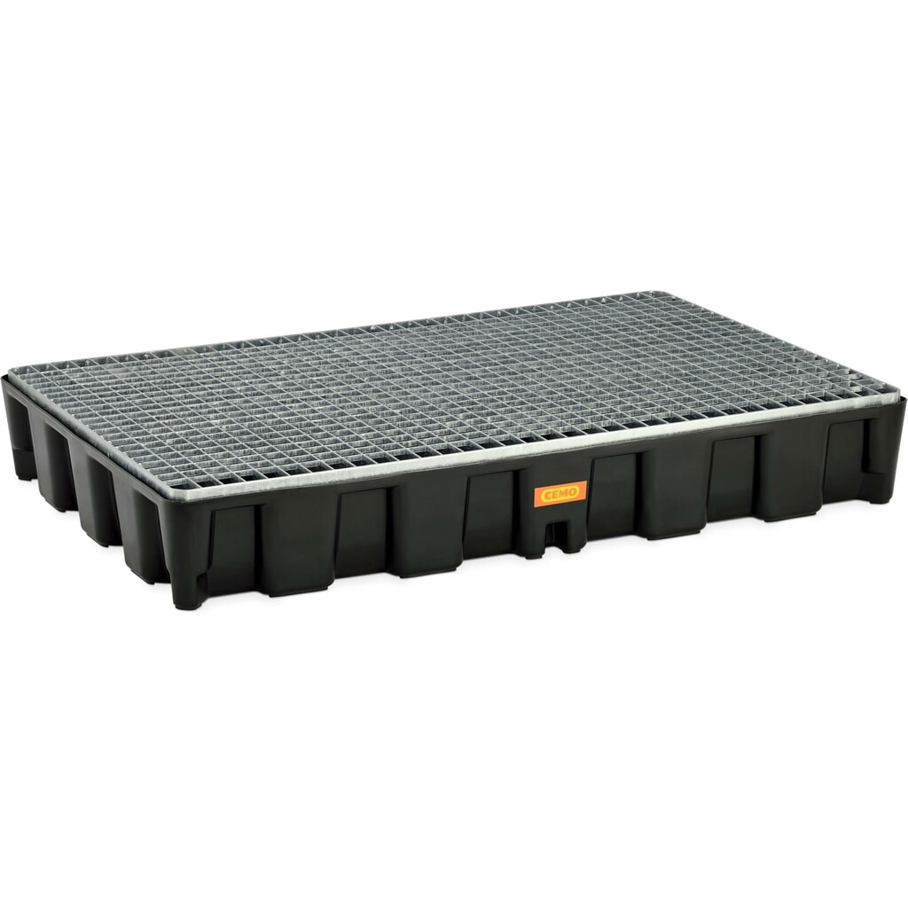 Oppervlakbeschermingssysteem CEMO, uit PE, stalen rooster, 120 l Product afbeelding: Oppervlakbeschermingssysteem CEMO, uit PE, stalen rooster, 120 l