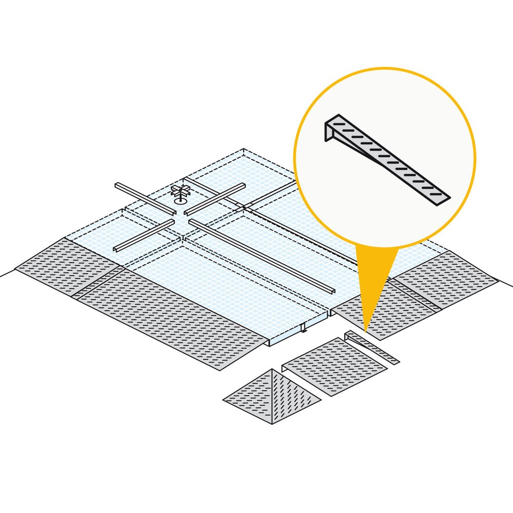 Product afbeelding: Laadbrugverbinding voor lage lekbak van staal, capaciteit 6.500 kg/m²