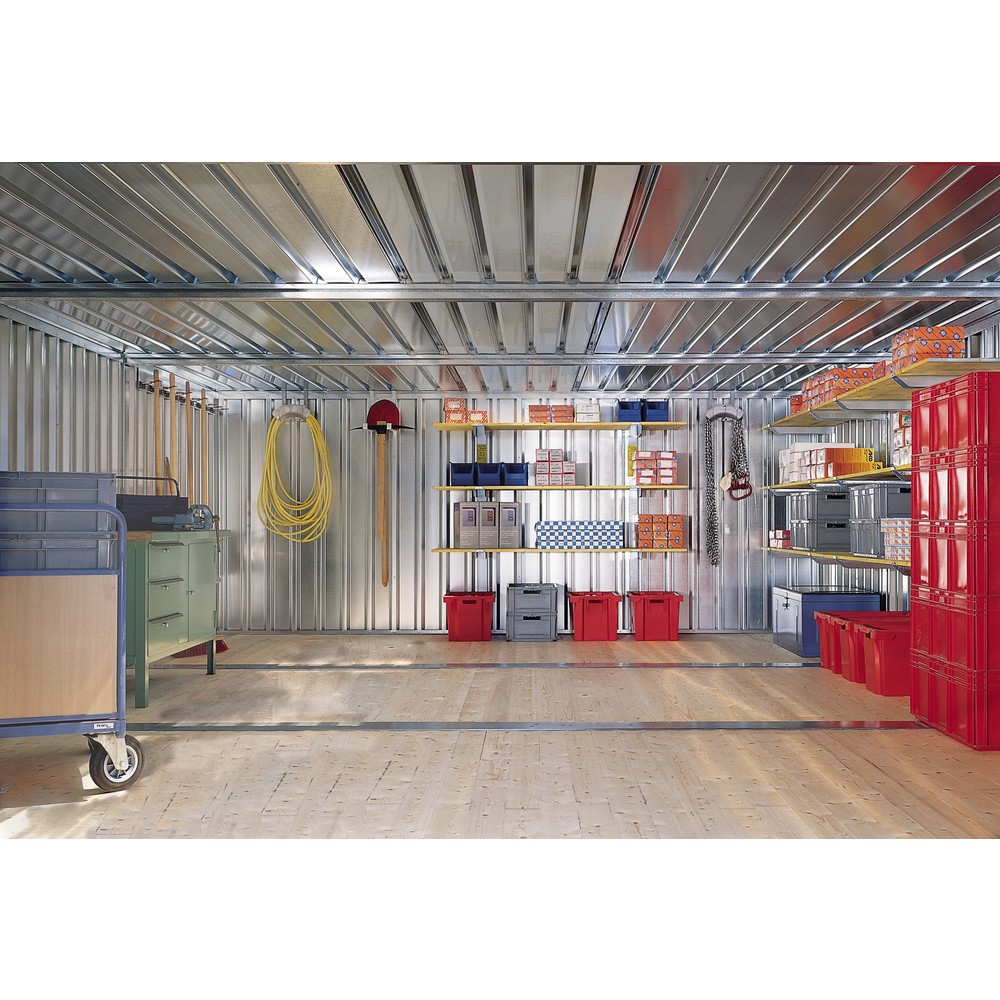 Product afbeelding: Opslagcontainer combinatie, 2 modules, hxbxd 2.150 x 3.050 x 4.340 mm, gedemonteerd, houten bodem, verzinkt