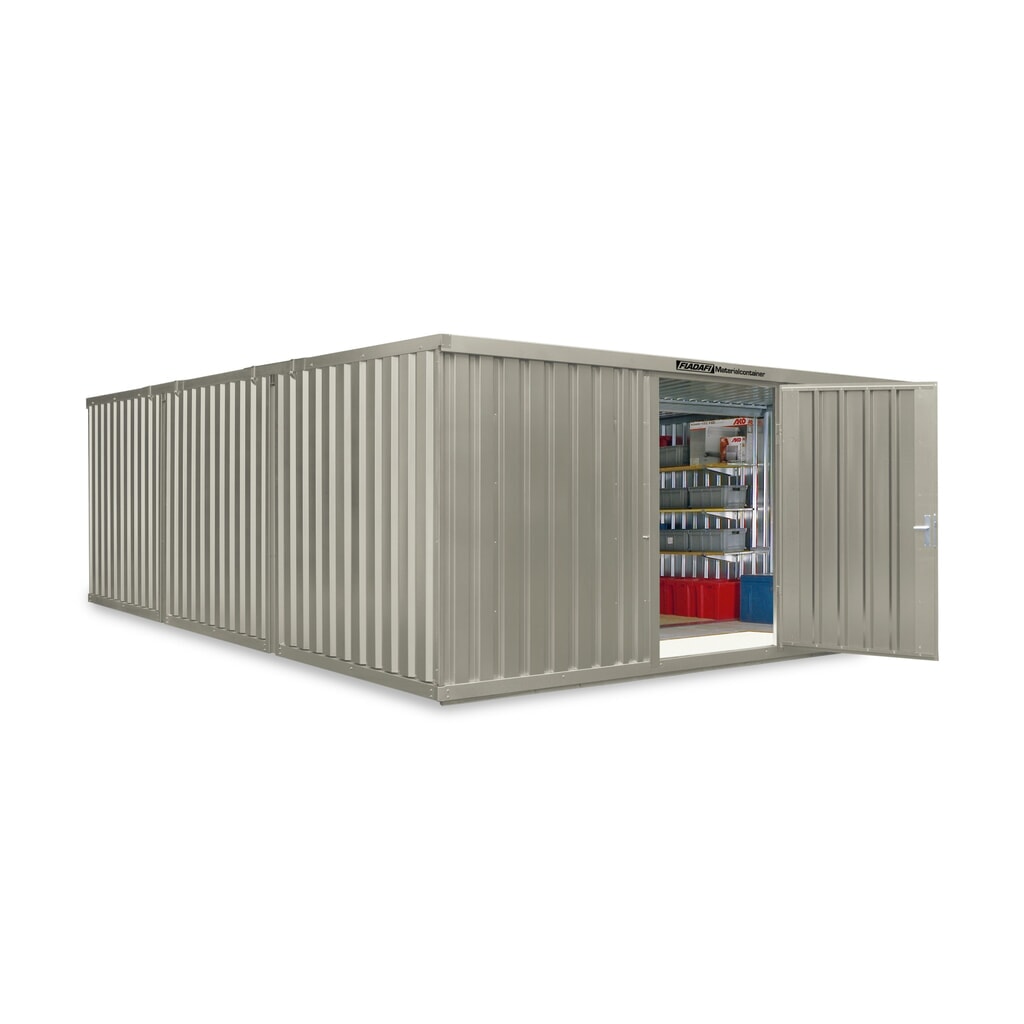Product afbeelding: FLADAFI® combinatie materiaalcontainers, geverfd, 3 modules, hxbxd 2.150 x 5.080 x 6.520 mm, voorgemonteerd, houten vloer, grijswit
