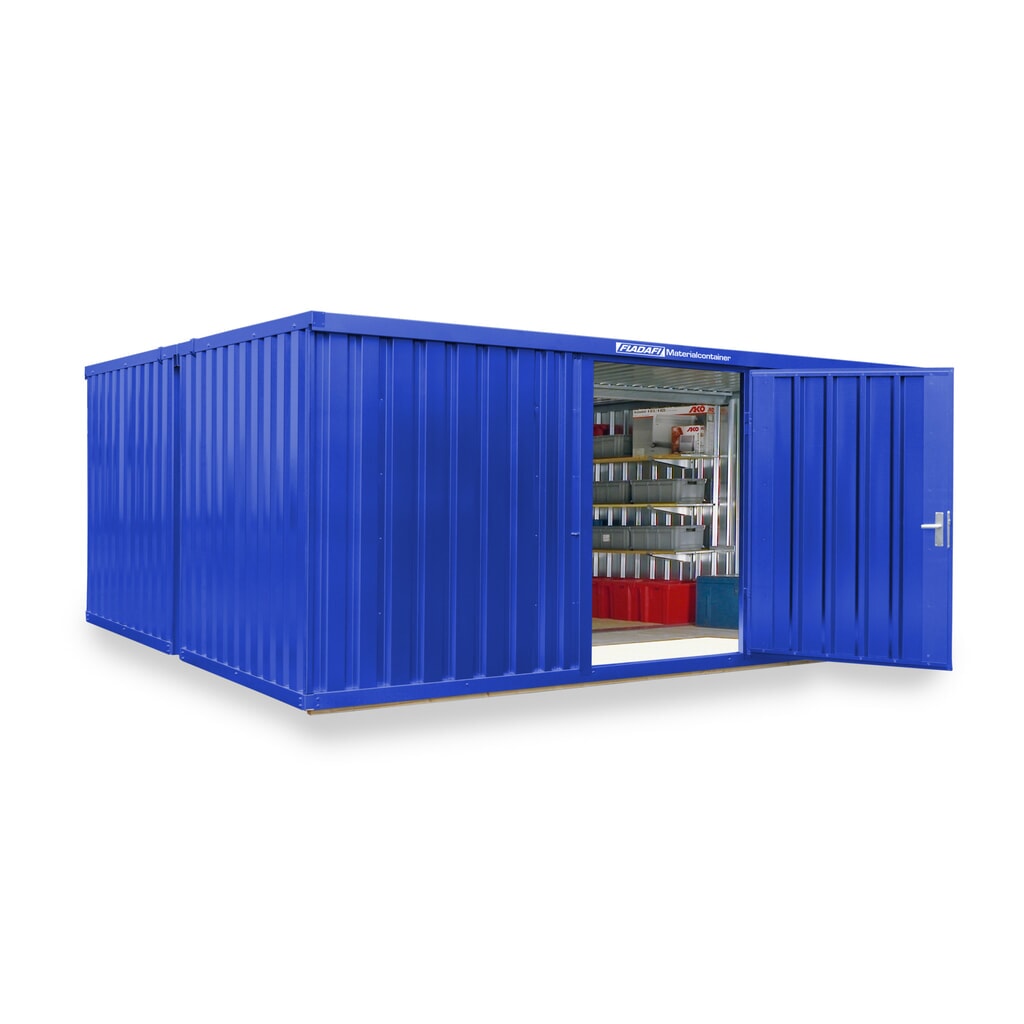 Product afbeelding: FLADAFI® combinatie materiaalcontainers, geverfd, 2 modules, hxbxd 2.150 x 5.080 x 4.340 mm, voorgemonteerd, houten vloer, gentiaanblauw