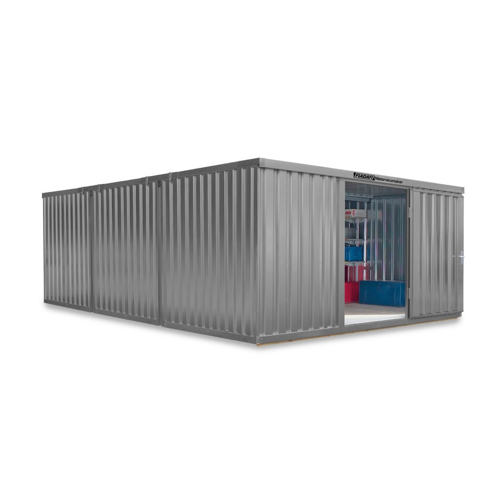 Product afbeelding: Opslagcontainer combinatie, 3 modules, hxbxd 2.150 x 4.050 x 6.520 mm, voorgemonteerd, houten bodem, gelakt, lichtgrijs