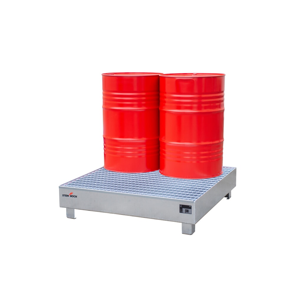 Steinbock® lekbak, 4x 200 l, hxbxd 285 x 1.200 x 1.200 mm, incl. rooster, thermisch verzinkt Productafbeelding nr. 4: Steinbock® lekbak, 4x 200 l, hxbxd 285 x 1.200 x 1.200 mm, incl. rooster, thermisch verzinkt