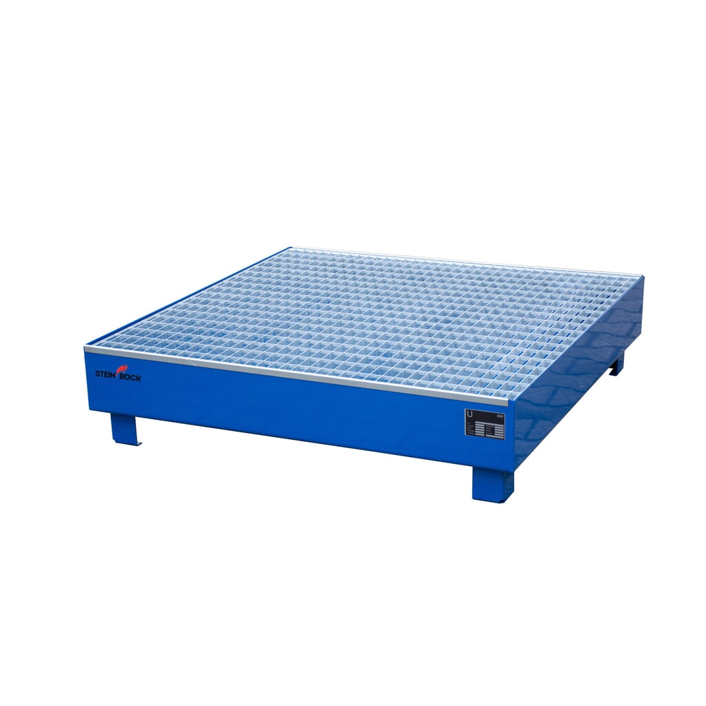 Product afbeelding: Steinbock® lekbak, 4x 200 l, hxbxd 285 x 1.200 x 1.200 mm, incl. rooster, blauw