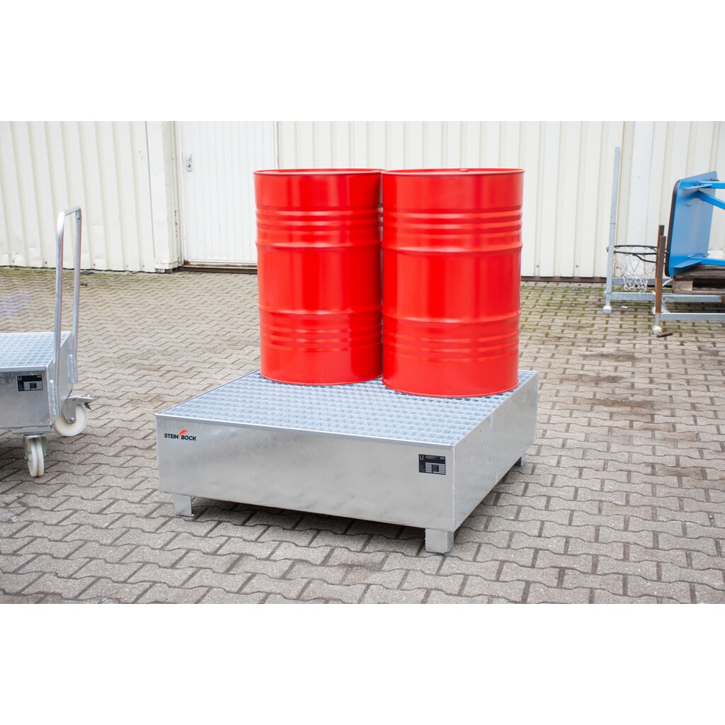 Productafbeelding nr. 4: Steinbock® lekbak, 4x 200 l, hxbxd 415 x 1.200 x 1.200 mm, incl. rooster, thermisch verzinkt