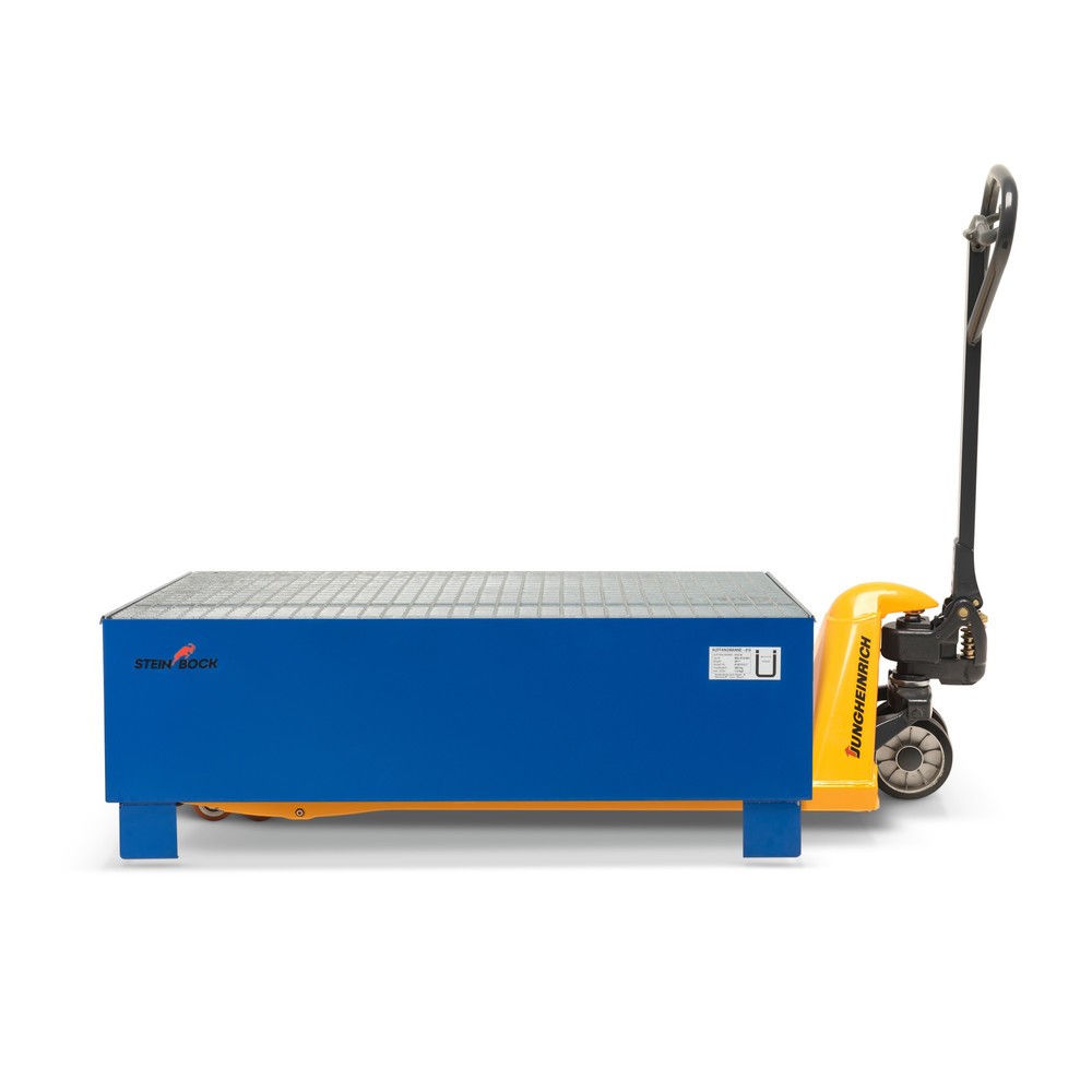 Product afbeelding: Opvangbak Steinbock®, 2x 200 l, hxbxd 360 x 800 x 1.200 mm, incl. rooster, blauw