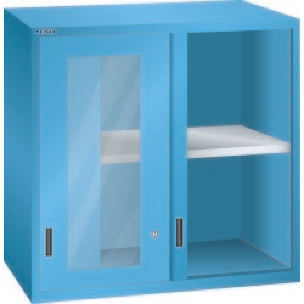 Product afbeelding: Opzet schuifdeurkast met kijkvenster voor ladekast LISTA, hxbxd 1000 x 1023 x 725 mm, lichtblauw