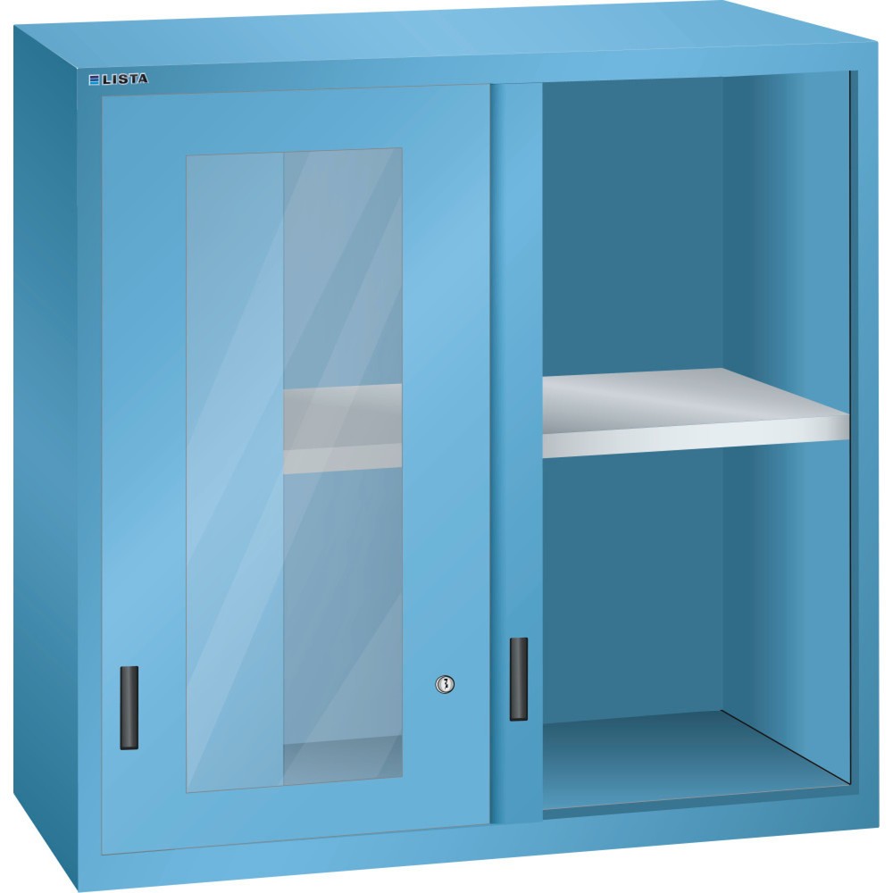 Product afbeelding: Opzetkast LISTA met schuifdeuren 54x27E, (bxdxh) 1023x572x1000 mm, kijkvenster, lichtblauw