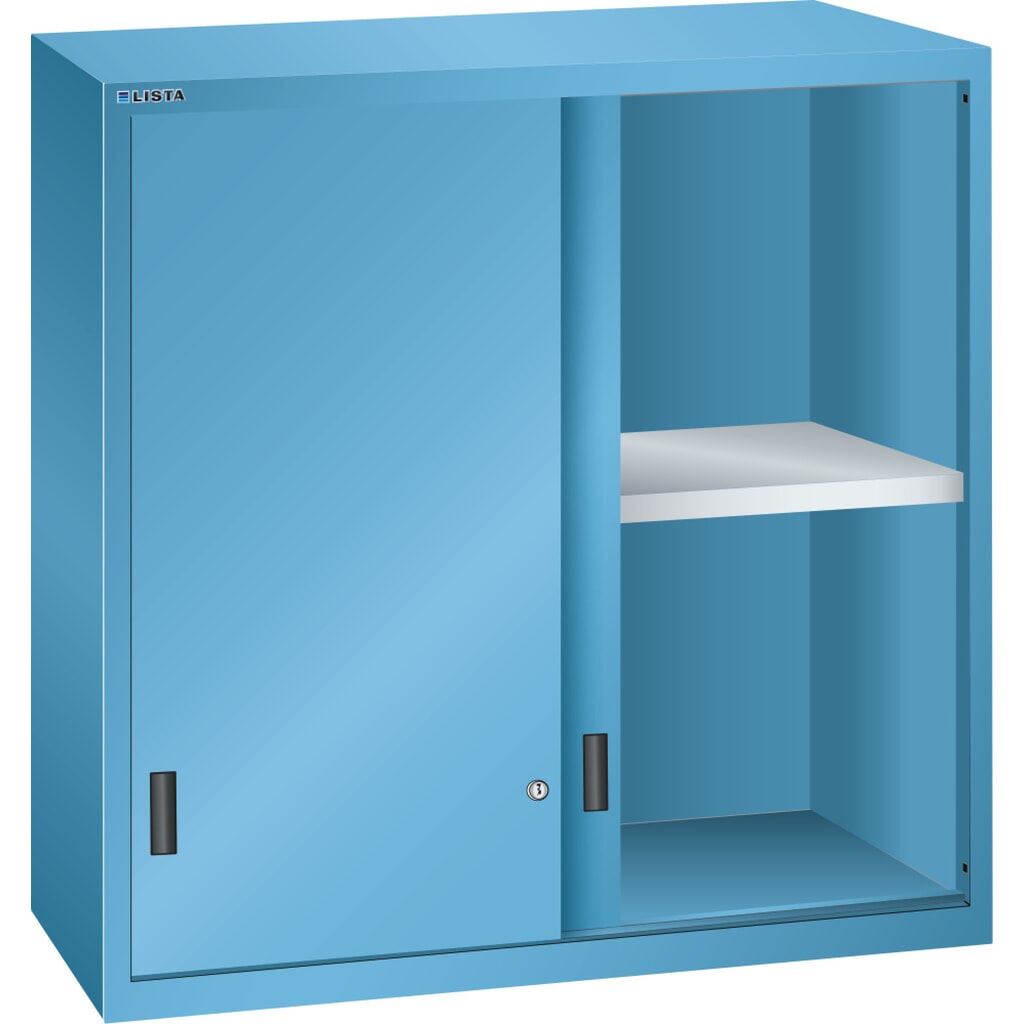 Opzetkast LISTA met schuifdeuren 54x27E, (bxdxh) 1023x572x1000 mm, lichtblauw Product afbeelding: Opzetkast LISTA met schuifdeuren 54x27E, (bxdxh) 1023x572x1000 mm, lichtblauw