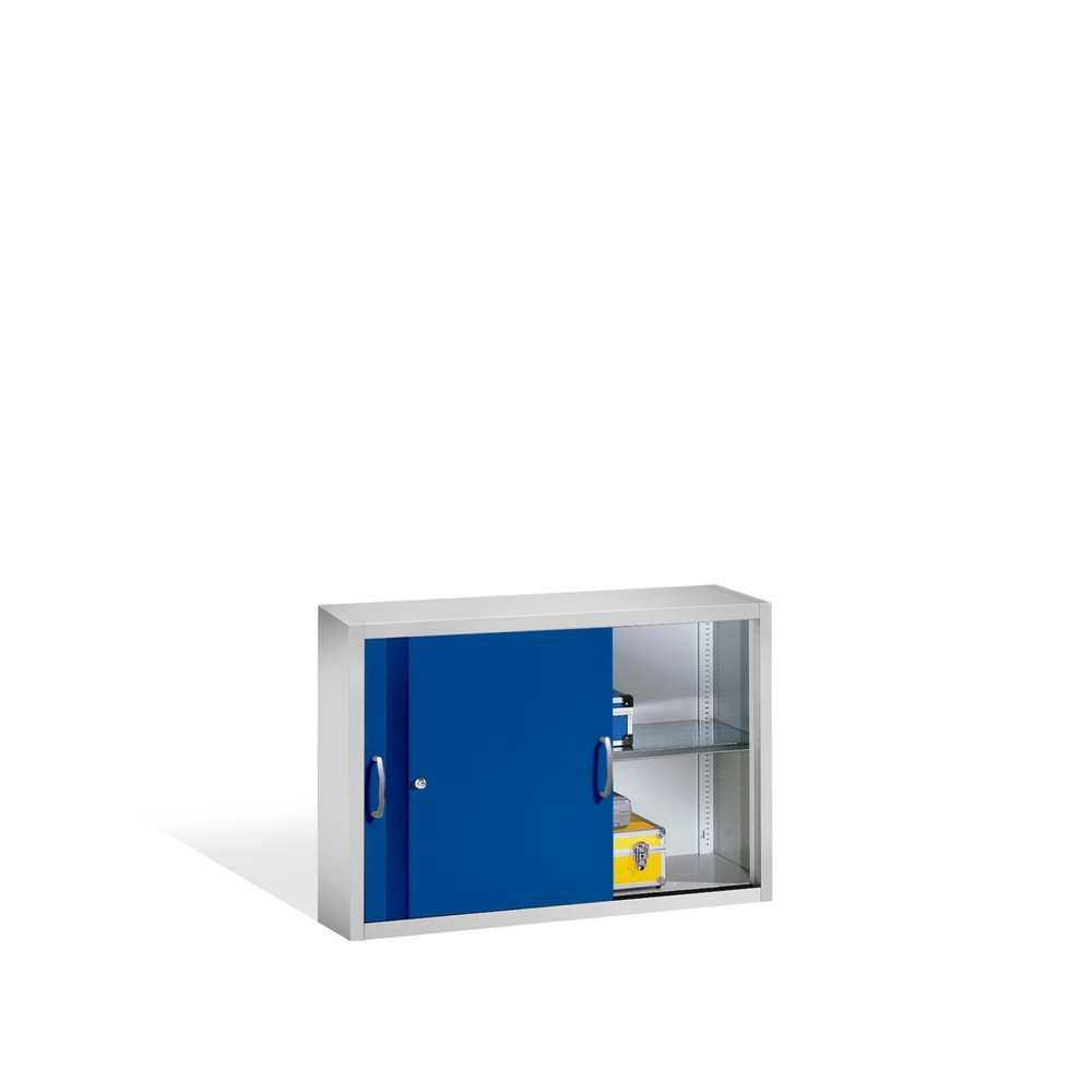 Productafbeelding nr. 3: Opzetkast voor werkplaatsschuifdeurkast C+P, 1 legbord, hxbxd 790 x 1.200 x 400 mm, gentiaanblauw, lichtgrijs