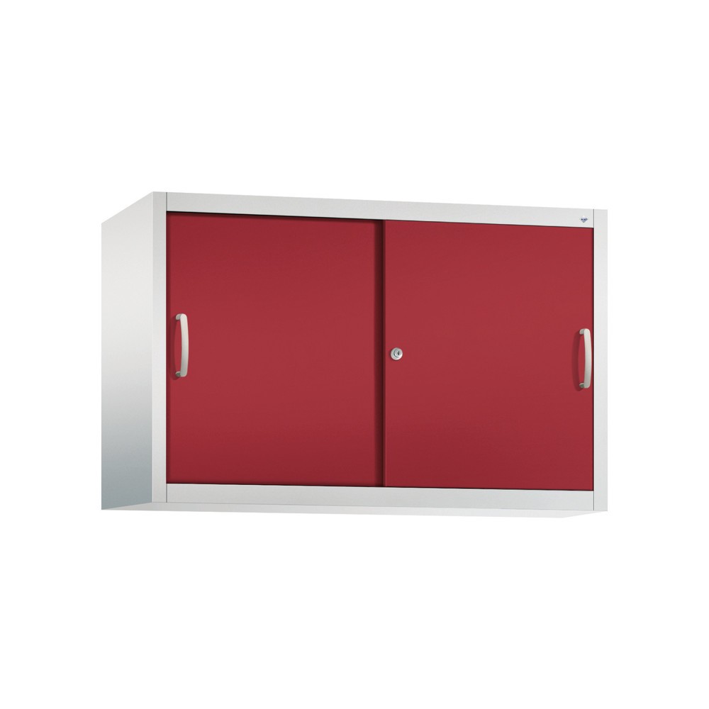 Productafbeelding nr. 1: Opzetkast voor werkplaatsschuifdeurkast C+P, 1 legbord, hxbxd 790 x 1.200 x 400 mm, robijnrood, lichtgrijs