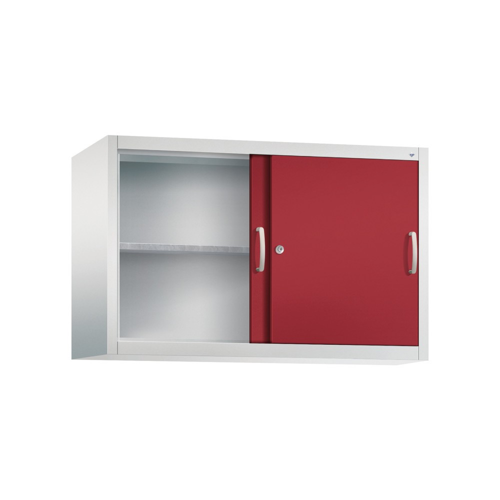 Productafbeelding nr. 2: Opzetkast voor werkplaatsschuifdeurkast C+P, 1 legbord, hxbxd 790 x 1.200 x 400 mm, robijnrood, lichtgrijs