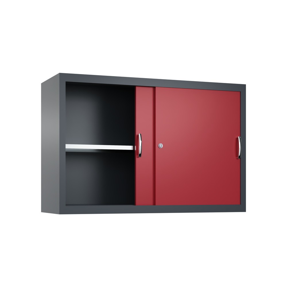 Productafbeelding nr. 2: Opzetkast voor werkplaatsschuifdeurkast C+P, 1 legbord, hxbxd 790 x 1.200 x 400 mm, robijnrood, antracietgrijs