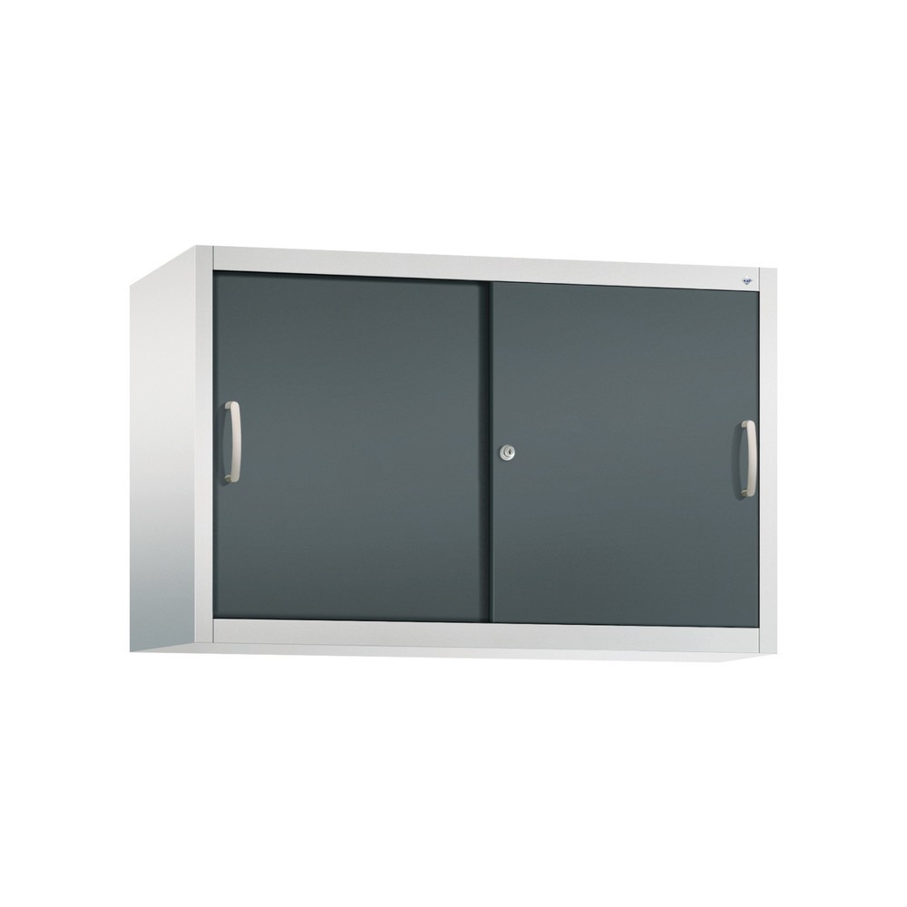 Product afbeelding: Opzetkast voor werkplaatsschuifdeurkast C+P, 1 legbord, hxbxd 790 x 1.200 x 400 mm, antracietgrijs, lichtgrijs