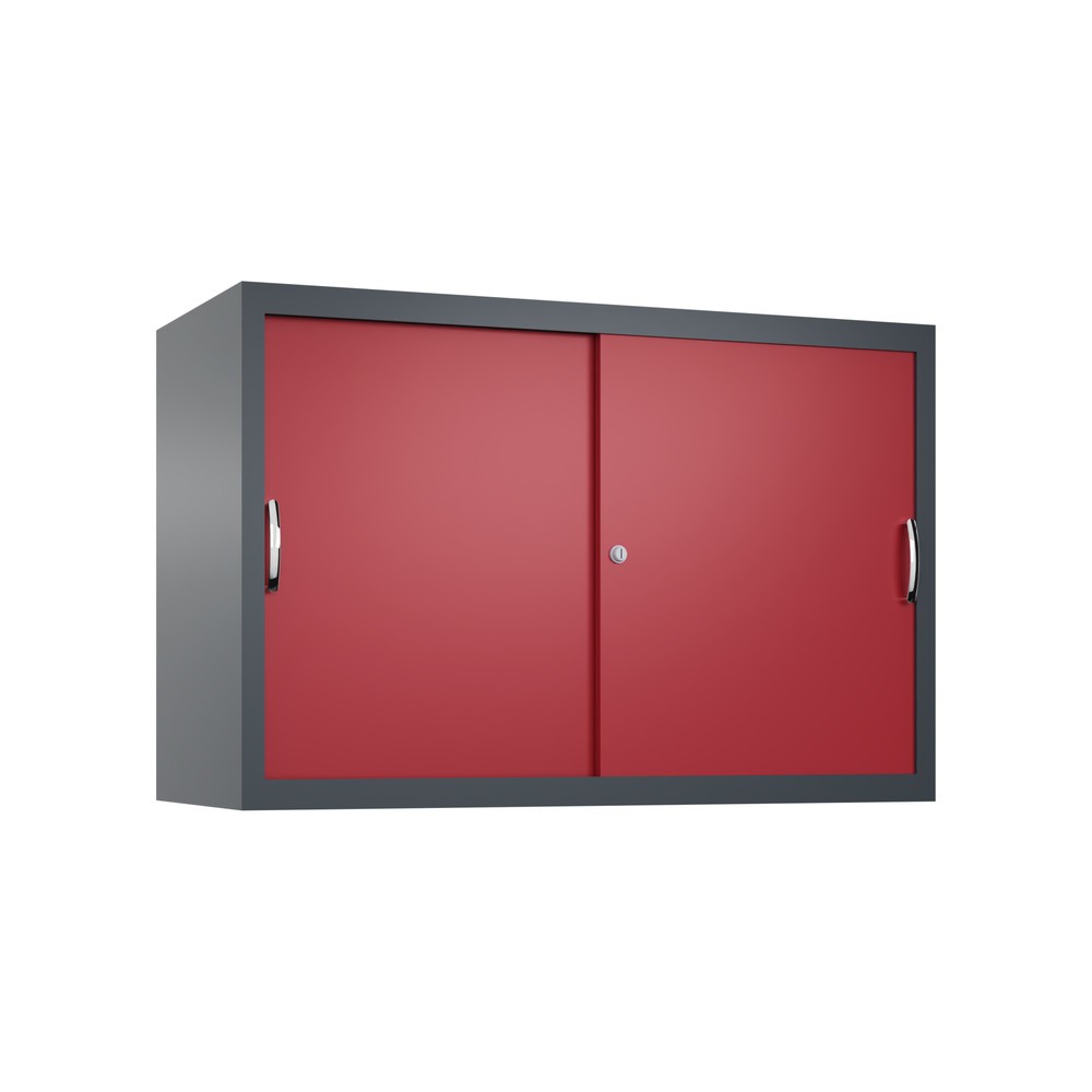 Productafbeelding nr. 1: Opzetkast voor werkplaatsschuifdeurkast C+P, 1 legbord, hxbxd 790 x 1.200 x 500 mm, antracietgrijs, robijnrood