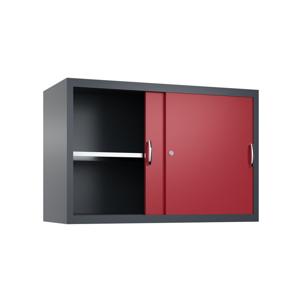 Productafbeelding nr. 2: Opzetkast voor werkplaatsschuifdeurkast C+P, 1 legbord, hxbxd 790 x 1.200 x 500 mm, antracietgrijs, robijnrood