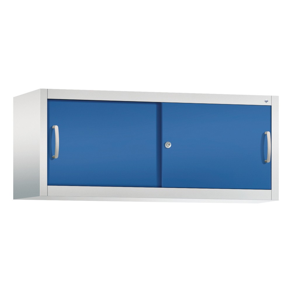 Product afbeelding: Opzetkast voor werkplaatsschuifdeurkast C+P, hxbxd 500 x 1.200 x 400 mm, lichtgrijs, gentiaanblauw