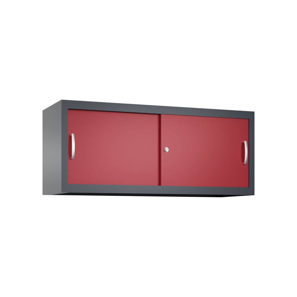 Productafbeelding nr. 1: Opzetkast voor werkplaatsschuifdeurkast C+P, hxbxd 500 x 1.200 x 400 mm, antracietgrijs, robijnrood