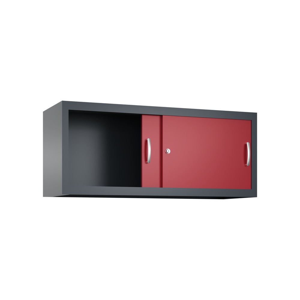 Productafbeelding nr. 2: Opzetkast voor werkplaatsschuifdeurkast C+P, hxbxd 500 x 1.200 x 400 mm, antracietgrijs, robijnrood