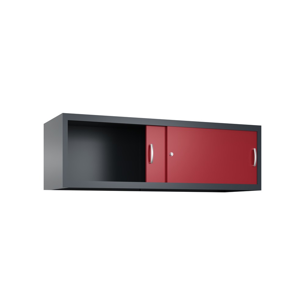 Productafbeelding nr. 2: Opzetkast voor werkplaatsschuifdeurkast C+P, hxbxd 500 x 1.600 x 500 mm, antracietgrijs, robijnrood