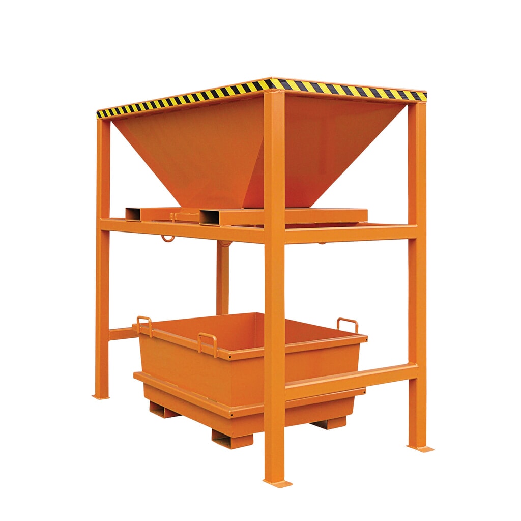 Overslagsilo met vorkkokers, steunframe, RAL 2004 zuiver oranje Product afbeelding: Overslagsilo met vorkkokers, steunframe, RAL 2004 zuiver oranje