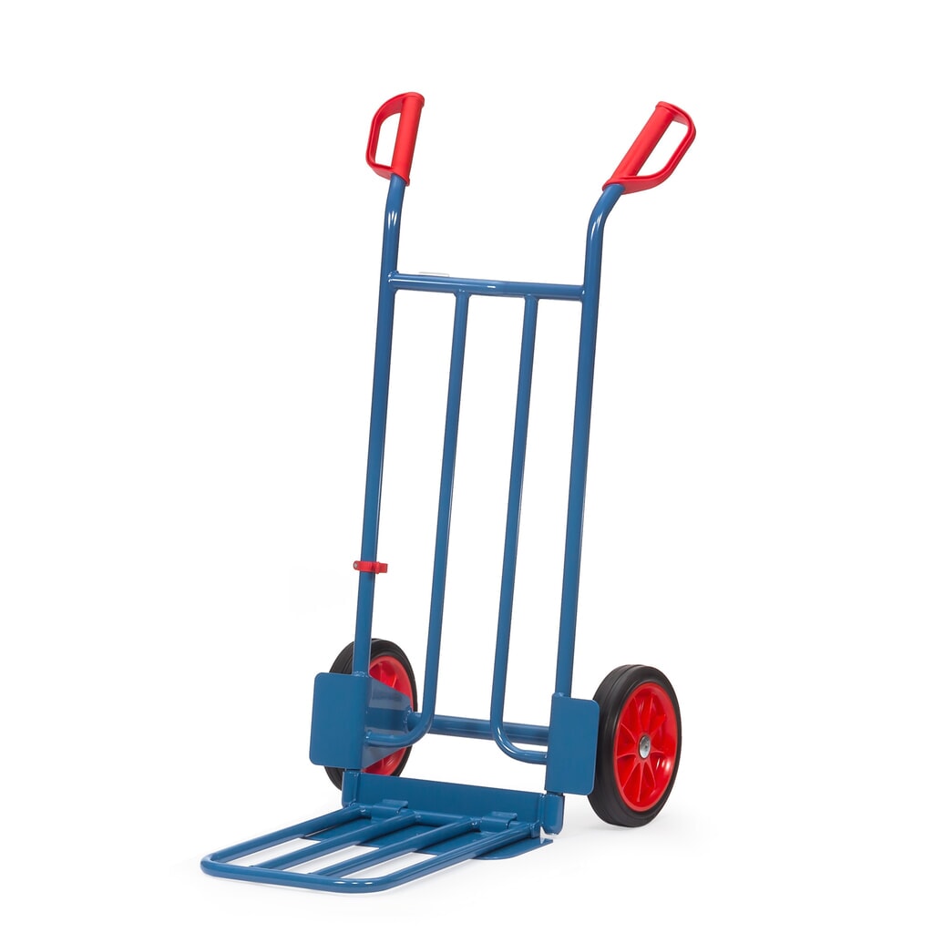 Pakketwagen fetra®, met inklapbare steekplaat, draagvermogen 250 kg, steekplaat bxd 400 x 150 mm, volrubber banden Product afbeelding: Pakketwagen fetra®, met inklapbare steekplaat, draagvermogen 250 kg, steekplaat bxd 400 x 150 mm, volrubber banden