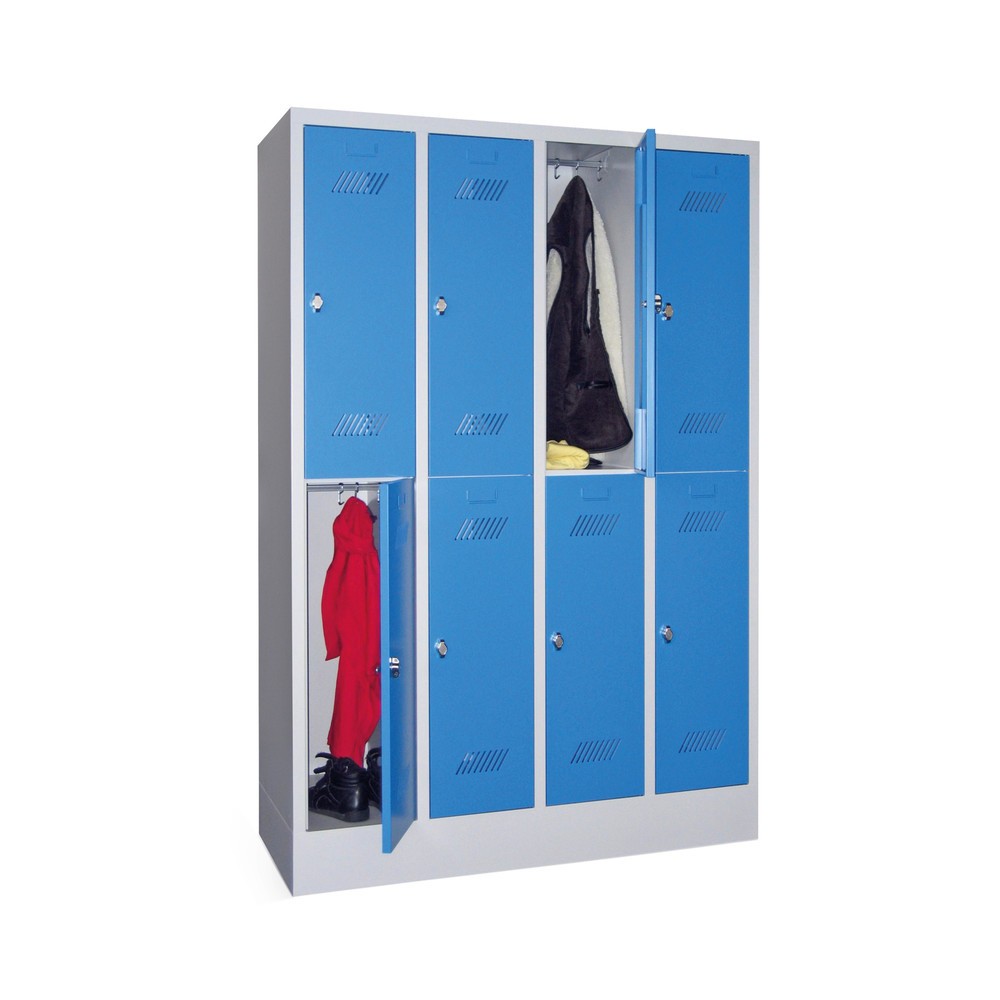 Garderobekast PAVOY met twee etages en 8 vakken, hxbxd 1.850 x 1.230 x 500 mm