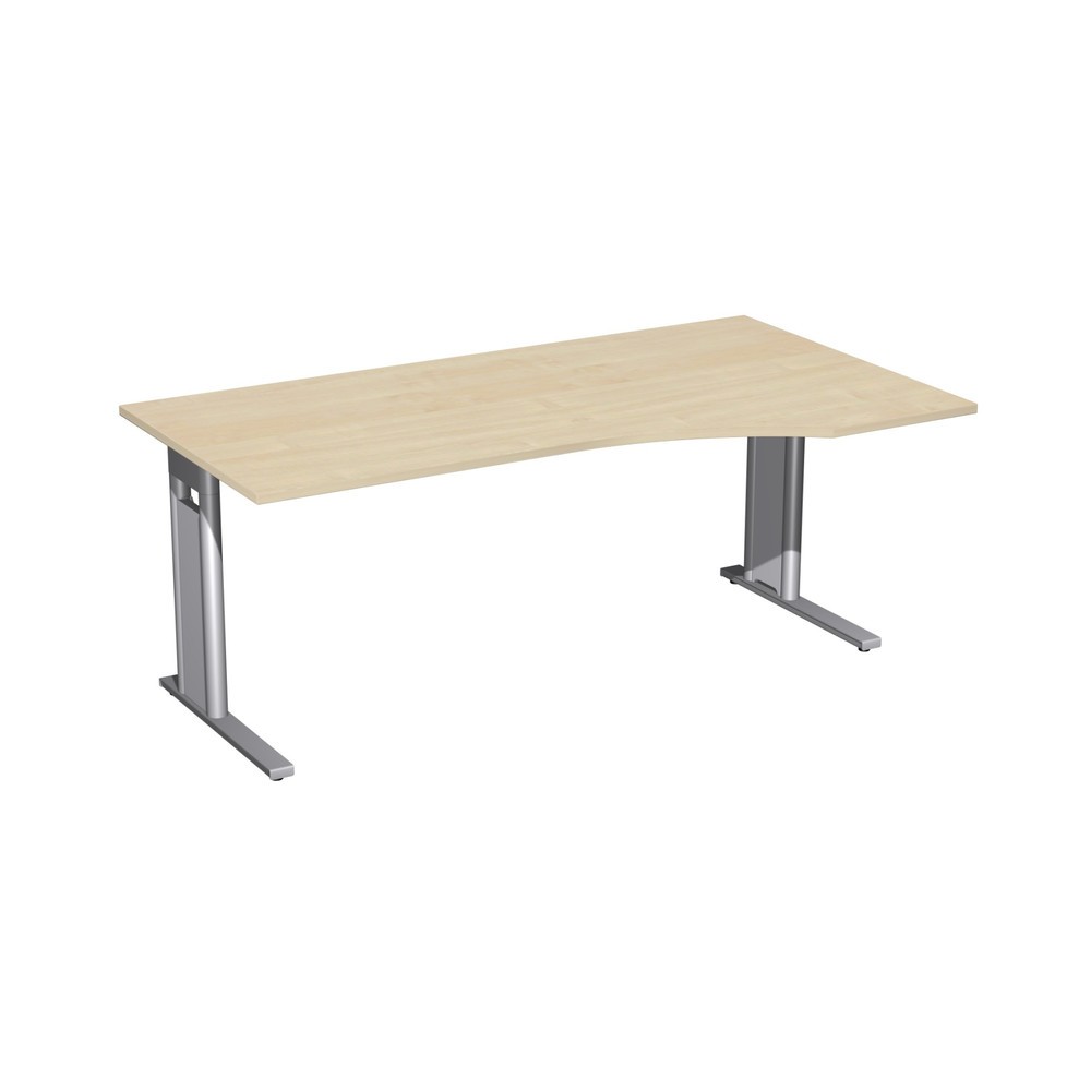 Product afbeelding: Pc-bureau Profi, frame met C-voet, pc-vorm rechts, bxd 1.800 x 1.000 mm, ahorn