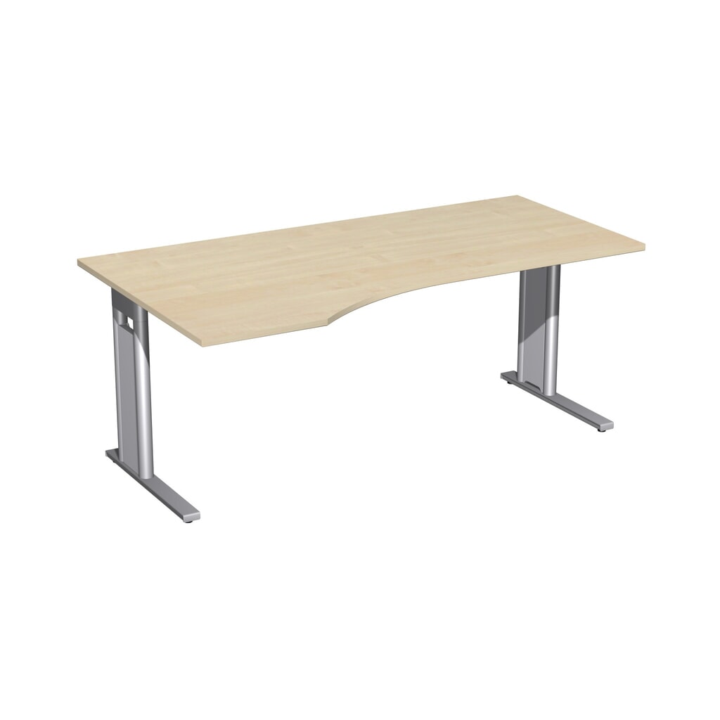 Geramöbel bureauschrijftafel Profi, onderstel met C-voet, PC-vormig tafelblad links, BxD 1.800 x 1.000 mm, ahorn Product afbeelding: Geramöbel bureauschrijftafel Profi, onderstel met C-voet, PC-vormig tafelblad links, BxD 1.800 x 1.000 mm, ahorn