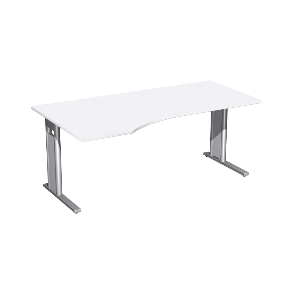 Geramöbel bureauschrijftafel Profi, onderstel met C-voet, PC-vormig tafelblad links, BxD 1.800 x 1.000 mm, wit Product afbeelding: Geramöbel bureauschrijftafel Profi, onderstel met C-voet, PC-vormig tafelblad links, BxD 1.800 x 1.000 mm, wit