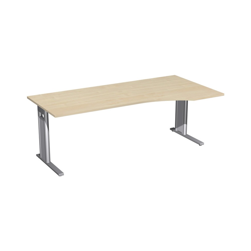 Product afbeelding: Pc-bureau Profi, frame met C-voet, pc-vorm rechts, bxd 2.000 x 1.000 mm, ahorn