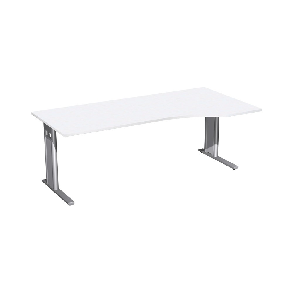 Product afbeelding: Pc-bureau Profi, frame met C-voet, pc-vorm rechts, bxd 2.000 x 1.000 mm, wit