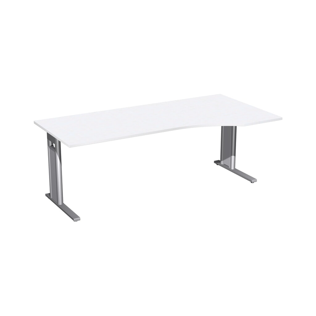 Geramöbel bureauschrijftafel Profi, onderstel met C-voet, PC-vormig tafelblad rechts, BxD 2.000 x 1.000 mm, wit Product afbeelding: Geramöbel bureauschrijftafel Profi, onderstel met C-voet, PC-vormig tafelblad rechts, BxD 2.000 x 1.000 mm, wit