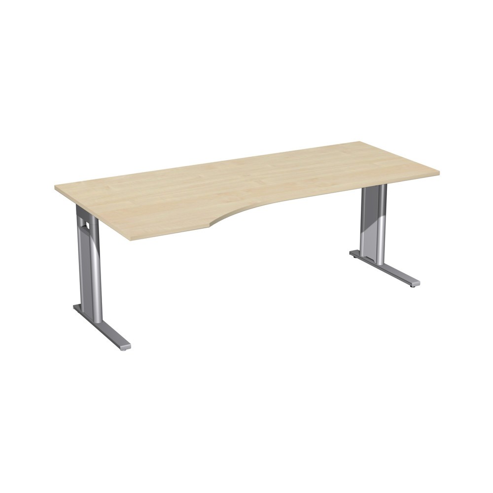 Product afbeelding: Pc-bureau Profi, frame met C-voet, pc-vorm links, bxd 2.000 x 1.000 mm, ahorn