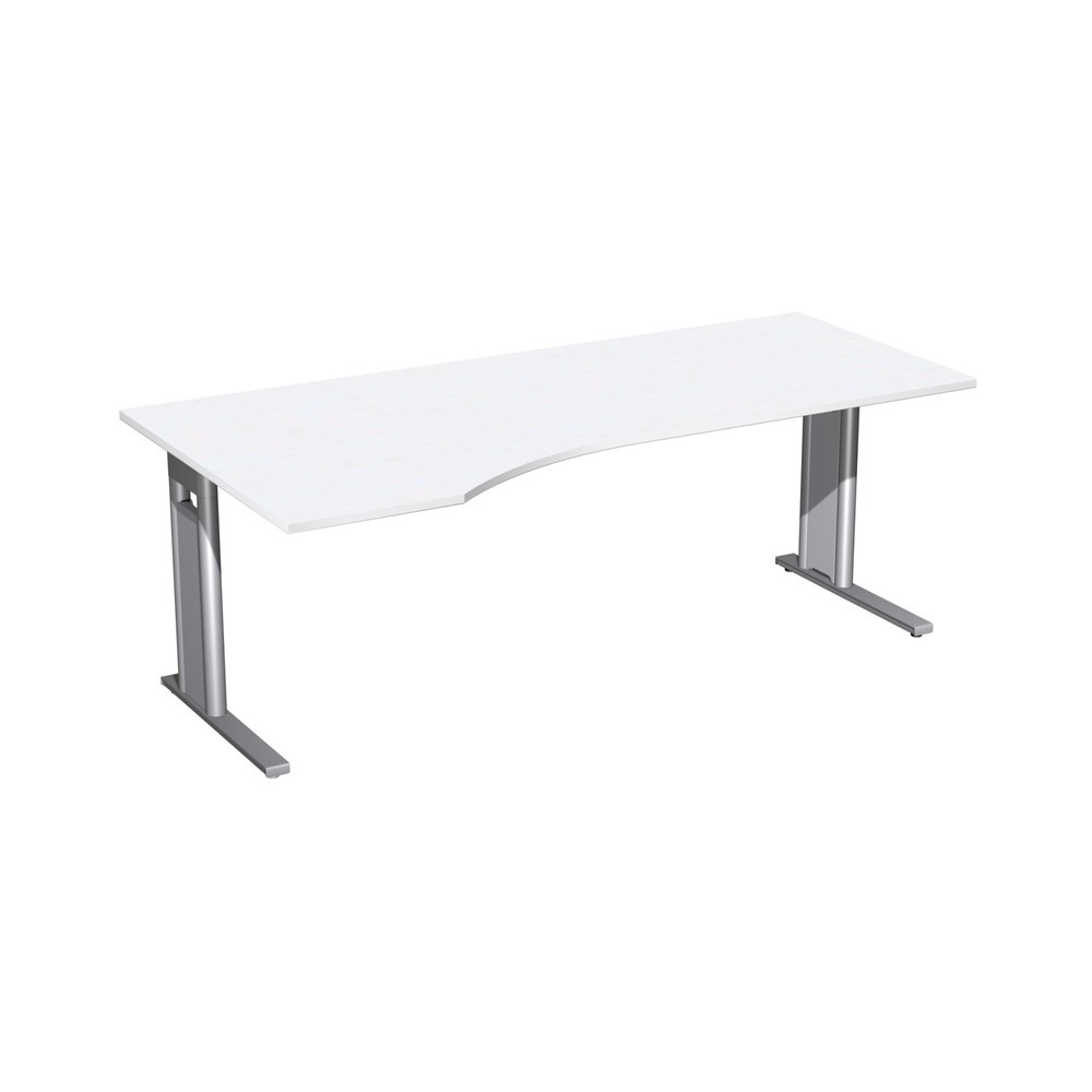 Product afbeelding: Pc-bureau Profi, frame met C-voet, pc-vorm links, bxd 2.000 x 1.000 mm, wit