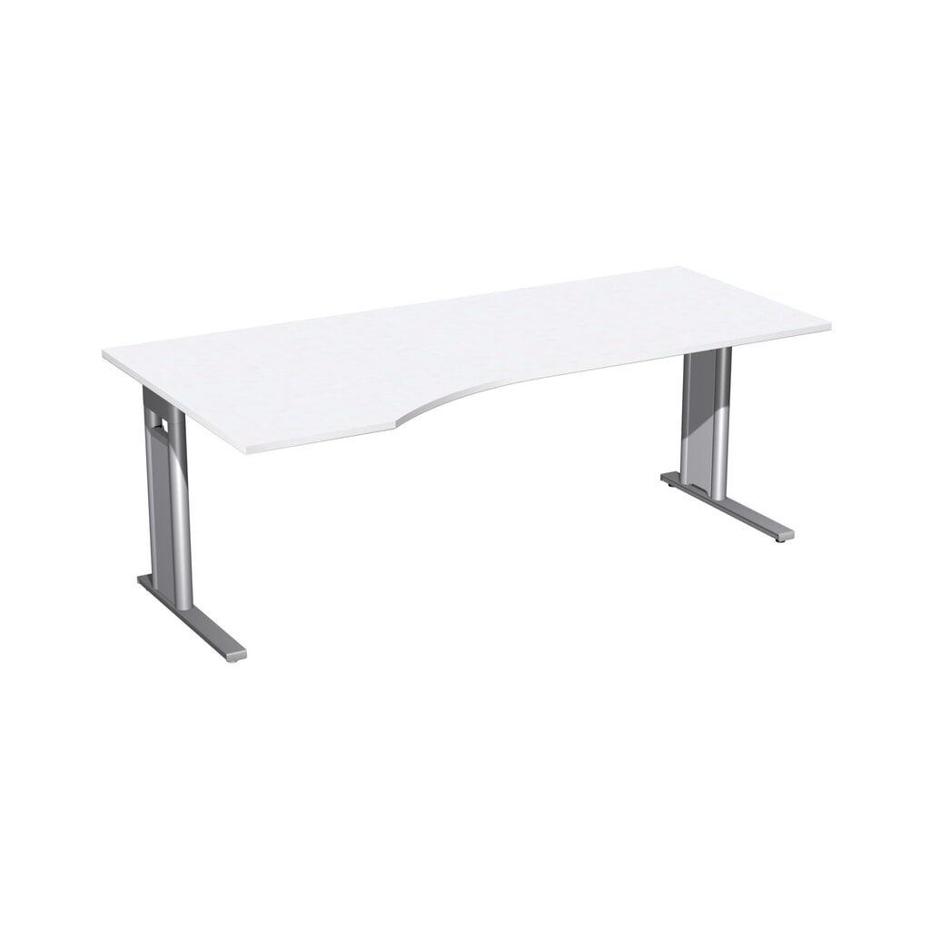 Product afbeelding: Geramöbel bureauschrijftafel Profi, onderstel met C-voet, PC-vormig tafelblad links, BxD 2.000 x 1.000 mm, wit
