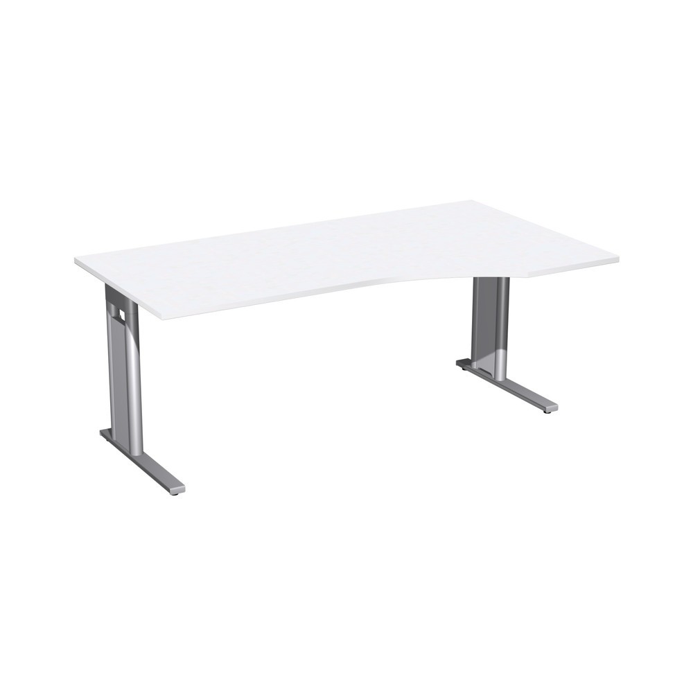 Product afbeelding: Pc-bureau Profi, frame met C-voet, pc-vorm rechts, bxd 1.800 x 1.000 mm, wit