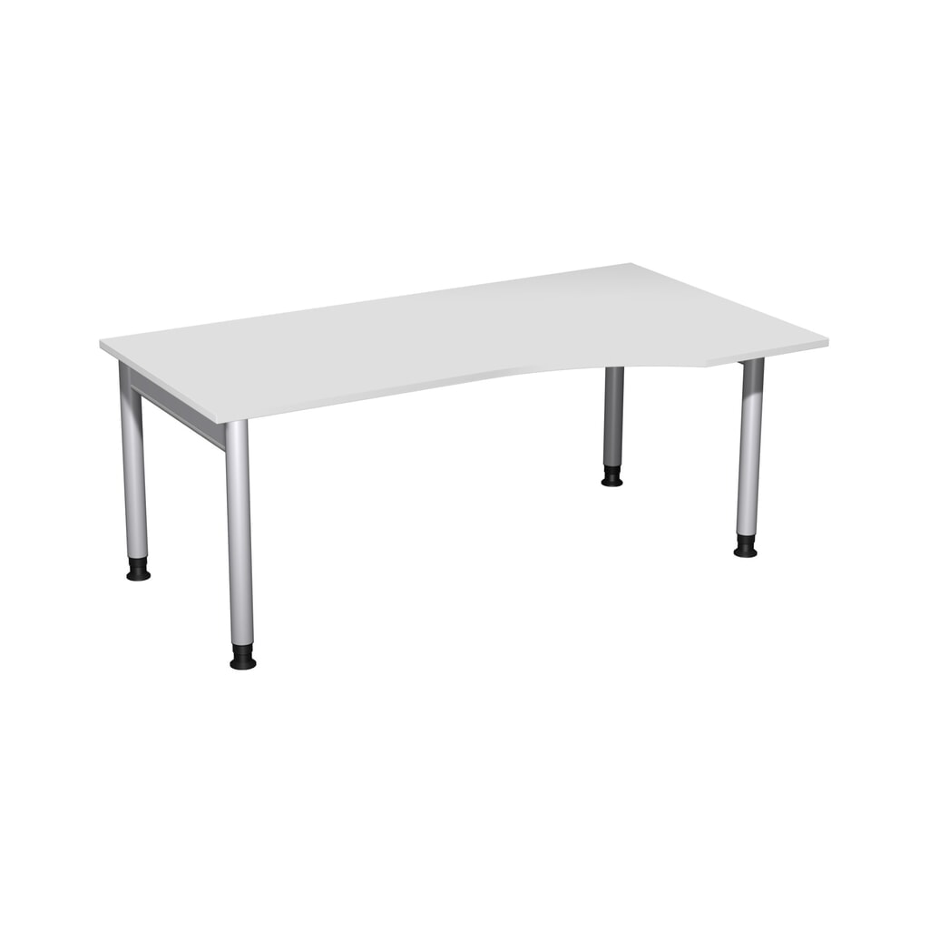 Geramöbel handmatig in hoogte verstelbaar bureau Profi, 4-poots frame, PC-vormig tafelblad rechts, BxD 1.800 x 1.000 mm, lichtgrijs Product afbeelding: Geramöbel handmatig in hoogte verstelbaar bureau Profi, 4-poots frame, PC-vormig tafelblad rechts, BxD 1.800 x 1.000 mm, lichtgrijs