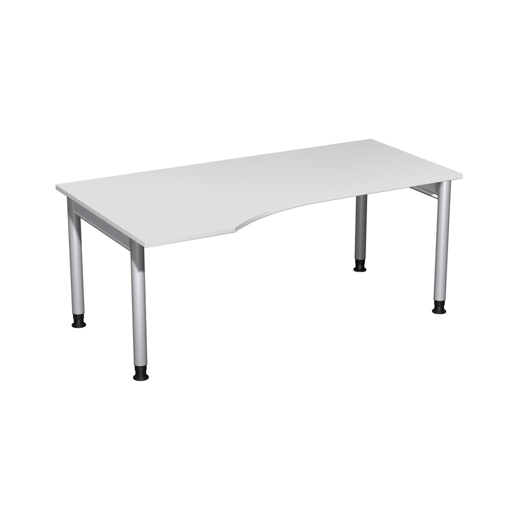 Product afbeelding: Geramöbel handmatig in hoogte verstelbaar bureau Profi, 4-poots frame, PC-vormig tafelblad links, BxD 1.800 x 1.000 mm, lichtgrijs
