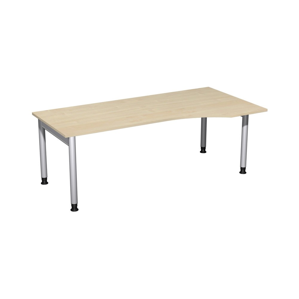 Product afbeelding: PC-bureau Profi, onderstel met 4 poten, verstelbare hoogte, pc-vorm rechts, b x d 2000 x 1000 mm, esdoorn