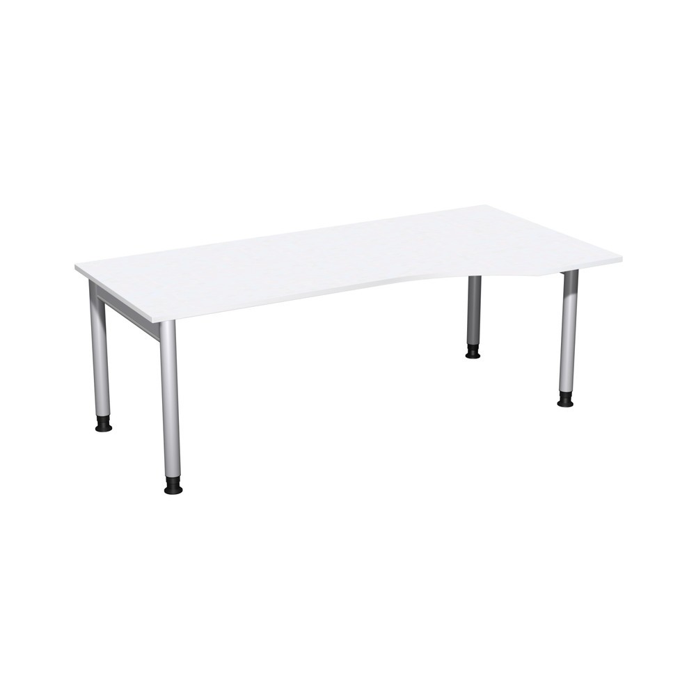 Product afbeelding: PC-bureau Profi, onderstel met 4 poten, verstelbare hoogte, pc-vorm rechts, b x d 2000 x 1000 mm, wit