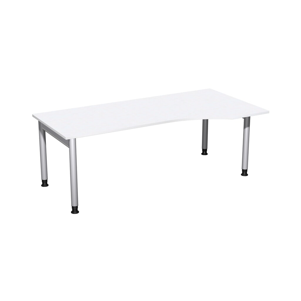 Geramöbel handmatig in hoogte verstelbaar bureau Profi, 4-poots frame, PC-vormig tafelblad rechts, BxD 2.000 x 1.000 mm, wit Product afbeelding: Geramöbel handmatig in hoogte verstelbaar bureau Profi, 4-poots frame, PC-vormig tafelblad rechts, BxD 2.000 x 1.000 mm, wit